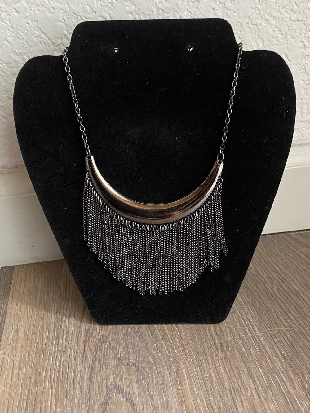 paparazzi Gunmetal Fringe Bib Necklace
